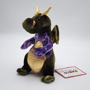 Douglas Homer Green Purple Dragon Plush‎ Gold Metallic Belly Horns 7" NWT